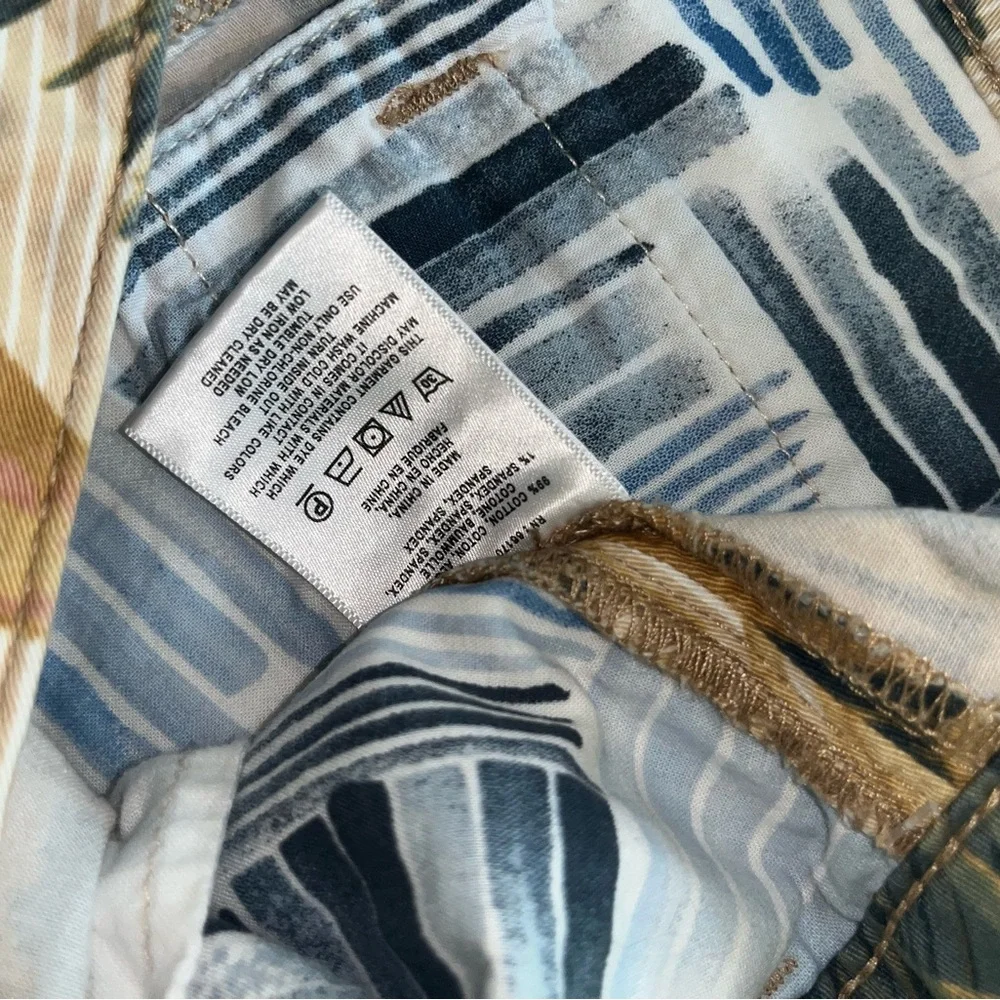 Anthropologie relaxed chino straight Floral stripe pants bird palm 26 stretch - Picture 5 of 6